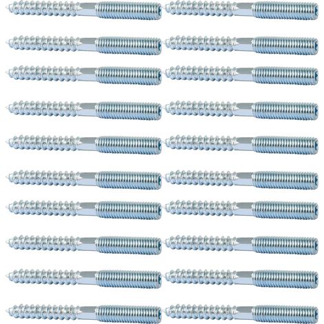 Lot de 20 Vis à Double Filetage M8 x 80mm, Cheville à Double Extrémité pour le Raccordement de Meubles en Bois (1/5)