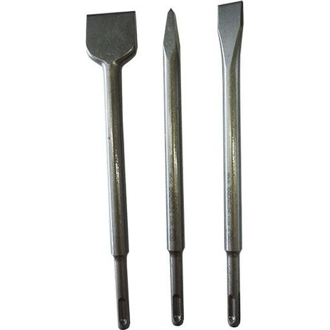Hitachi – Set de 3 burins SDS+ 250mm – Pic, burin plat, burin bêche – Pour démolition béton armé et perçage efficace