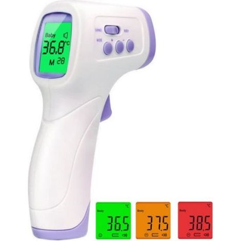 Thermometre Frontal - Infrarouge Sans Contact - Mesure Corps Et Surface - Précision ±0,2 °C - Mémoire 99 Données - 1 Pièce (1/4)