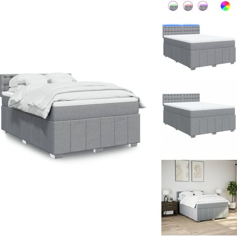 Sommier à lattes de lit avec matelas Gris clair 160x200cm Tissu - Sommier À Lattes De Lit - Sommiers À Lattes De Lit - Lit - Meuble De Chambre À Coucher (1/5)
