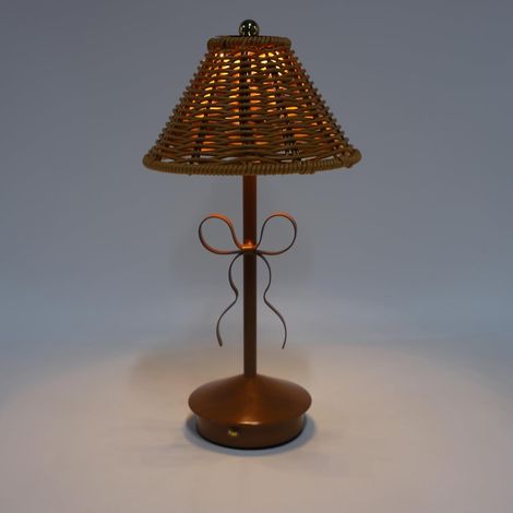 Lampe à Arc en Rotin avec 3 températures de couleur et contrôle tactile, lampe de table sans fil rechargeable pour chambre à coucher et camping (1/5)