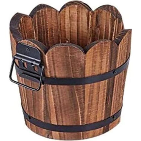 Pots de Fleurs en Bois, Planteur Pot, Pot de Fleurs, Naturel, Fait à la Main, sans Danger pour Le Corps Humain, avec Trou de Drainage, pour Intérieur Extérieur Maison Jardin Patio Décoration (1/5)