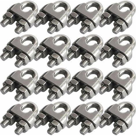 VURAHOME -Lot de 16 serre-câbles M6 en acier inoxydable 304 (1/5)