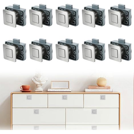 10pc Verrou Bouton Poussoir Placard Caravane de Métalliques Carrée (1/5)