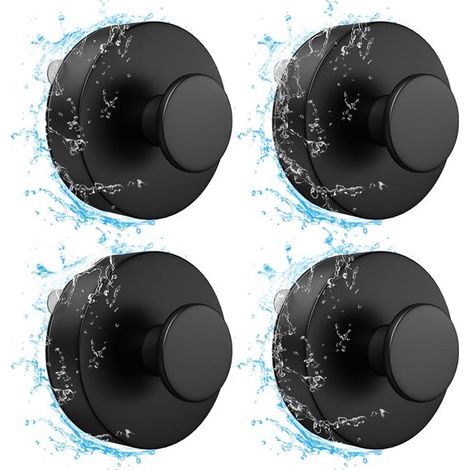 Vakuum-Saughaken 4 Wandhaken ABS Saugnapf Badezimmer wasserdicht abnehmbar und wiederverwendbar Wandhaken Saugnapf für Küche Glastür schwarz (1/2)