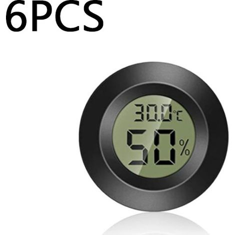 DOLASO Thermometer – Mini-Hygrometer, Mini-Hygrometer-Thermometer, Mini-Digital-Hygrometer, rundes Thermometer, Innen-Außen-Thermometer, -50 °C +70 °C (6 Stück) (1/5)