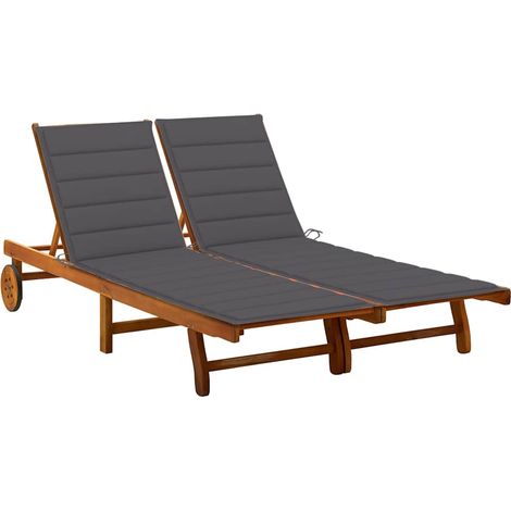 vidaXL Tumbona de jardín 2 personas y cojines madera maciza de acacia (1/5)