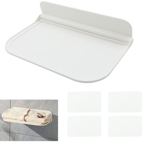 Badezimmerregal – ohne Bohren, faltbar, selbstklebendes Regal für Badezimmer, Schlafzimmer, Platz für Router, Kleidung, Kleinigkeiten, 30 x 20 cm, 1 Stück (1/5)