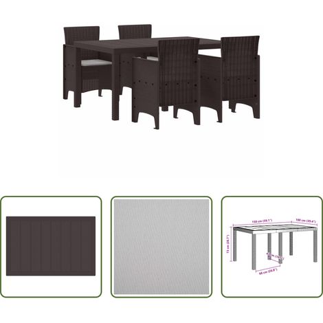 Mobilier extérieur - Ensemble de salle à manger pour jardin 5 pcs Marron Rattan Polt (1/5)