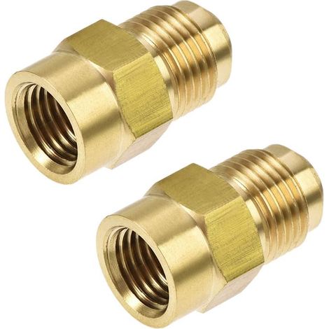 Raccord de Tuyau en Laiton, Filetage Mâle Évasé 5/8"-18UNF vers Filetage Femelle 1/4NPT, Connecteur de Tuyau Adaptateur de Tube, pour Réfrigération de Climatiseur, 2 Pcs (1/4)