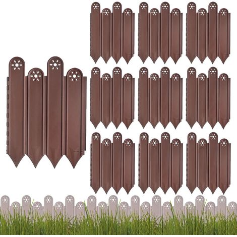 Clôture de jardin (lot de 10 pièces, marron) - Idéale pour les allées, les parterres de fleurs, les jardins, les terrasses (1/5)