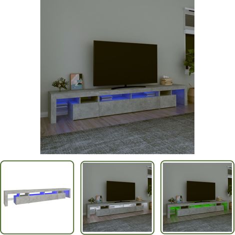 The Living Store Meuble TV avec lumières LED Gris béton 260x36,5x40 cm - Meubles Tv - Meuble Tv - Télévision - Led - Éclairage (1/5)