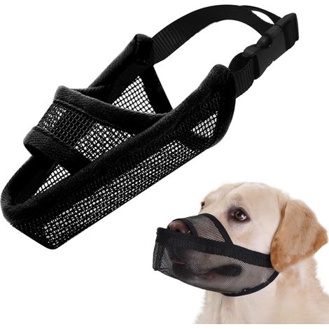 Muselière pour chiens — Convient aux chiens de petite, moyenne et grande taille — Conception en maille respirante, facilite la consommation d'alcool, empêche de mordre, de mâcher et de manger au sol ( (1/5)