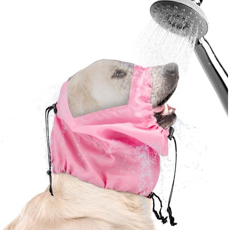 Bonnet de Douche pour Chien, Réglable Protection des Oreilles pour Chien pour la Natation Imperméable Couvre Oreilles Chien pour Fournitures de Douche pour Animaux de Compagnie (Rose) (1/5)