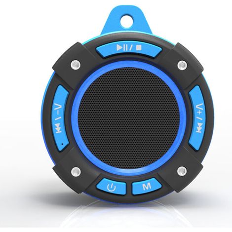 Haut-parleur de douche étanche, haut-parleur Bluetooth portable sans fil IPX7, haut-parleur mains libres Bluetooth 5.0 pour voyage à la plage, bleu