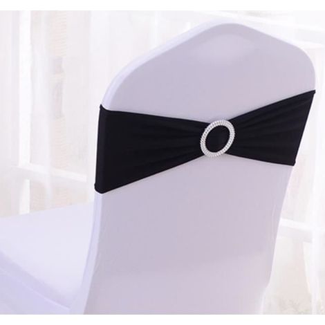 Noeuds de Chaise Elastique - Décoration pour Chaise de Mariage - 50PCS - Noir (1/2)