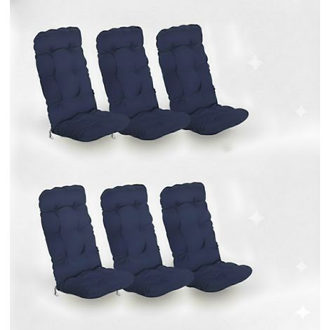 6er Set Hochlehner Auflagen Flair HL, 120x50x8cm, Dunkelblau