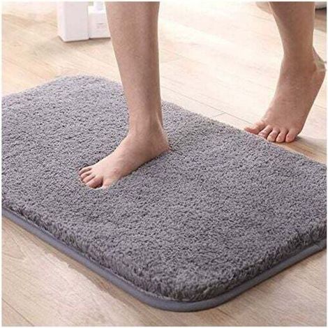 Tapis de Bain Absorbant Antidérapant Extra Epais de Douche pour Salle de Bain Tapis de Sol Chenille Lavable en Machine (Gris, 50x80cm)-Fei Yu