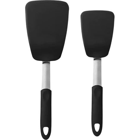 Set of 2 flexible, heat-resistant silicone spatulas, BPA-free, non-toxic, 600 degrees, large non-stick rubber spatula, sturdy kitchen utensils for cooking, flipping fish, pancakes and eggs