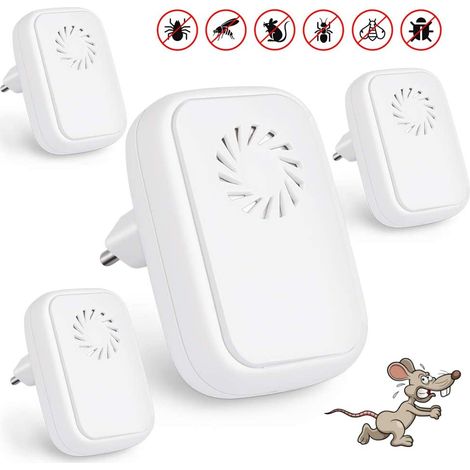 Lote de 4 repelentes ultrasónicos antimosquitos, repelentes eléctricos para reptiles e insectos, ultrasonidos para insectos de interior, antimosquitos, cucarachas y pulgas (1/5)