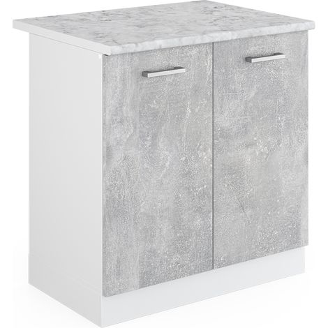 Armario bajo para fregadero R-Line, Hormigón, 80 cm , ET Mármol, Vicco