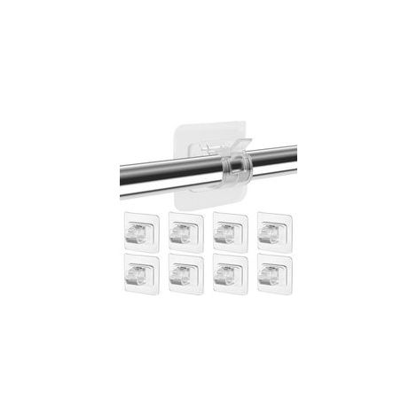 8 Pièces Support Tringle Rideaux sans Percage, Crochet Rideau Adhesifs,Supports pour Tringles à Rideaux Auto-AdhéSifs,Support AméLioré Rideaux,pour la Maison, la Salle de Bain(Transparent)