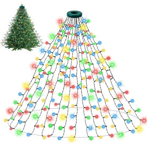 1PC multicolore 2m x 16 Lignes/400LEDs Guirlande Lumineuse Sapin, 2m x 16 Lignes/400LEDs Guirlande Sapin Décoration,Etanche Guirlande Lumineuse de Noël, avec 8 modes d'éclairage, avec Fonction mémoire (1/5)