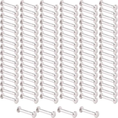100 paires de rivets M2 en acier inoxydable, vis à tête plate, ronde et hexagonale creuse, pièces et accessoires de réparation pour taquets de clôture, 3 x 15 x 6 mm / 0,12 x 0,59 x 0,24 po (1/5)