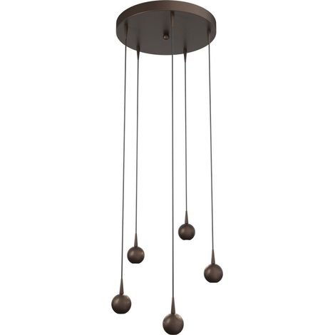 Lampe suspendue à 5 lumières Talana brun cacao Ø 35cm DTW - 2412-15-15-35-5 (1/3)