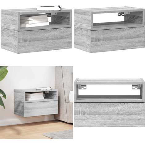 vidaXL Wand-Nachttisch Grau Sonoma 45x26x28,5 cm (1/5)