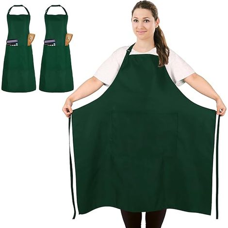 Set aus 2 Kochschürzen mit Taschen, geeignet zum Kochen, für handwerkliche Arbeiten, Backen, Malen, Gartenarbeit und Keramik.