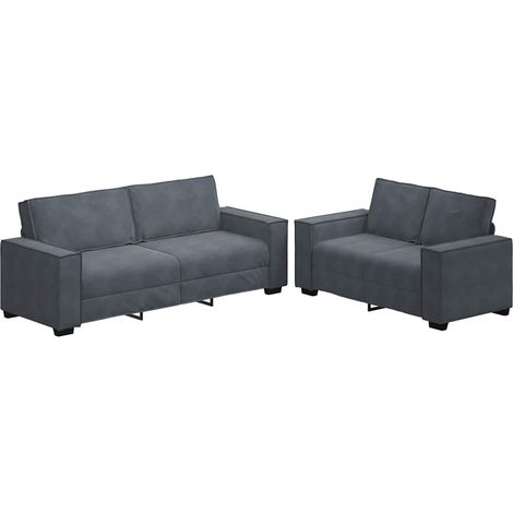 Maison Exclusive - Ensemble canapé 2 pcs avec coussins velours gris foncé