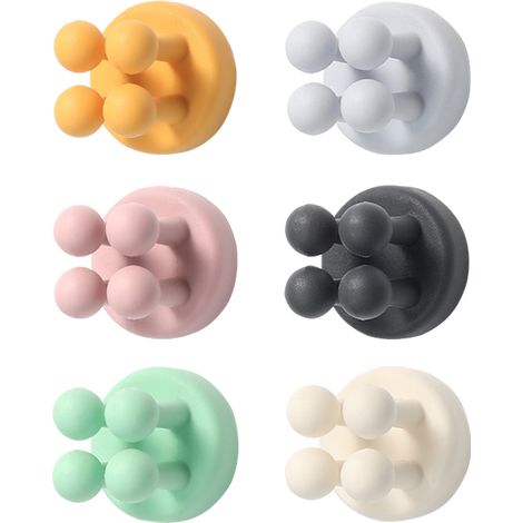 Porte-brosse à dents mural - Lot de 6 supports de rasoir en silicone pour douche, crochets adhésifs mignons et pratiques (1/5)
