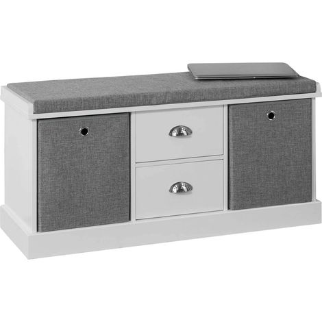 Sobuy – Banc de rangement meuble à chaussures FSR66HG – Coussin rembourré – Dimensions L100cm x P35cm x H50cm – Capacité 150kg (1/6)
