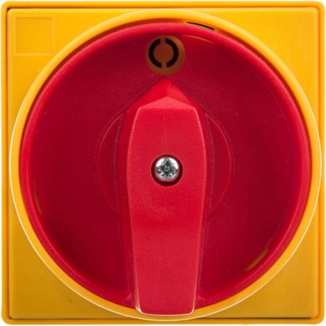 Interruttore a camme da incasso 0-1 4P 25A con manopola giallo/rossa, bloccabile con lucchetto 7GN2592U25