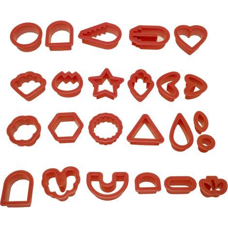 24 pièces Cutters à Pâte Polymère pour Boucles d'Oreilles DIY, Bord Épaissi Sécurité Alimentaire pour Gâteaux et Bougies Rouge (1/5)