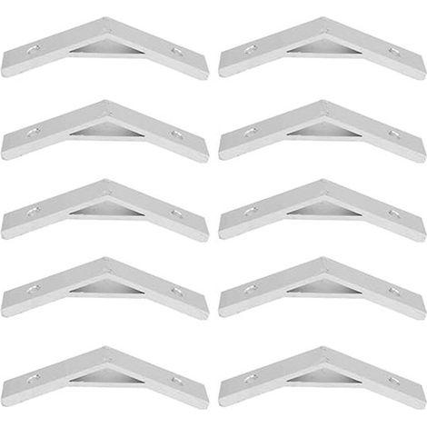 Équerres d'angle, lot de 10, profilé en alliage d'aluminium à 135°, connecteurs d'angle, équerres de fixation, supports d'étagère, robustes, esthétiques, fixations modernes, blanches (1/5)