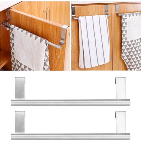 Porte-serviettes mural en acier inoxydable sans clous, barre porte-serviettes sans perçage, support mural pour armoire et salle de bain, 36 cm (1/5)