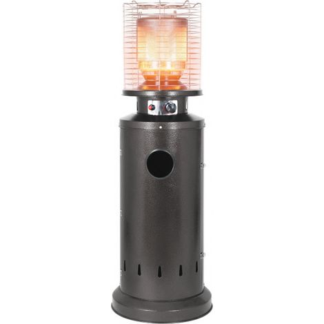 Stufa a Gas da Esterno Riscaldatore Gpl Portatile con Ruote FIRE Cilindro Arredo Riscaldante per Terrazzo Patio Giardino Locali Ristoranti Bar In Acciaio Potenza 13 Kw Grigio