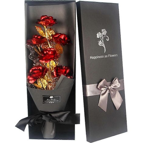 Bouquet de roses dorées, roses artificielles plaquées or, roses dorées à la feuille d'or, cadeau éternel pour la Saint-Valentin, la fête des mères (1/5)