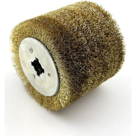 YMYNY Round nylon brush, nylon brush, abrasive wire brush, 1 piece, stainless steel wheel for polishing and deburring wood varnish, 120 x 120 x 110 mm (grain size: coarse 0.3 mm wire) (1/4)