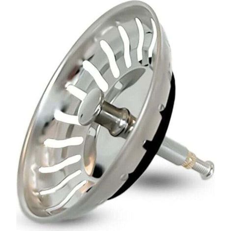 Bonde d'Évier Cuisine Acier Inoxydable Universelle 82mm, Panier Filtre Anti-Bouchage avec Goupille Réglable, Pop-Up Lavable Lave-Vaisselle (1/5)