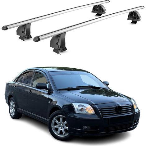 OMAC Barres de toit transversales en aluminium pour Toyota Avensis II 2003-2008 – TÜV / DIN 75302:2019 – Antivol inclus – Charge max 75 kg – 2 barres – Gris (1/5)