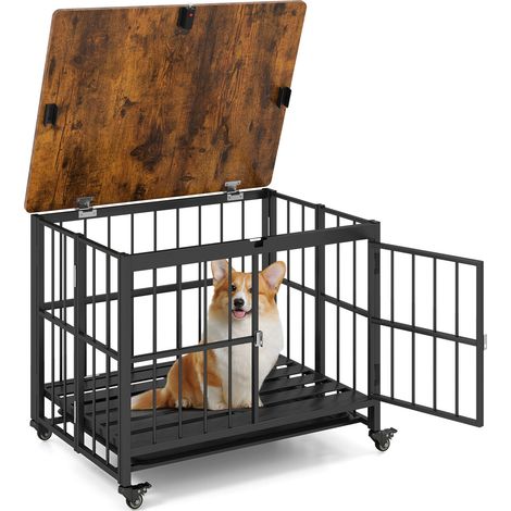 Cage pour chien pliable mobilier avec plateau amovible et porte verrouillable - S (1/5)