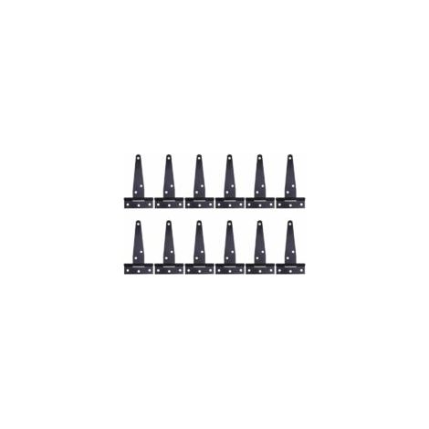 12 cerniere a T nere resistenti per porte in legno o metallo, cerniere per porte scorrevoli in ferro antiruggine (10 cm) - Crezuo