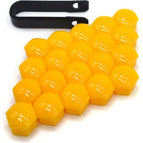 Coprimozzi per ruote gialli 19 mm, 20 pezzi + clip (1/5)