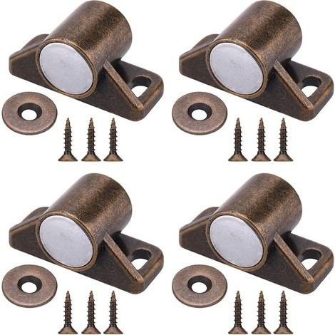 4 Pièces Loquets de Porte Magnétiques Aimants de Porte d'Armoire avec Vis en Acier Inoxydable pour Ferme Armoire de Cuisine Fermeture de Porte Coulissante (Bronze) (1/5)