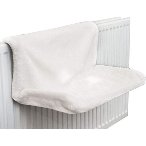 Hamac Chat - Pour Radiateur - 45 x 30 cm - En Laine D'agneau - Blanc - 1 Pièce (1/5)