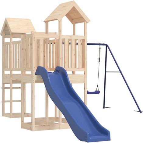 Aire de jeux d'extérieur balançoires toboggan portiques robuste jeux jardin 357 x 524 x 214 cm bois de pin massif (1/5)