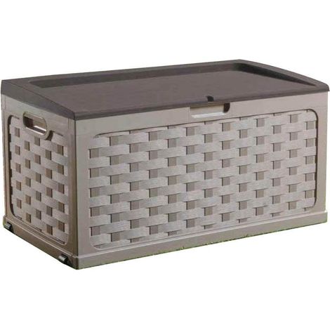 Ret -outdoor Kofferkiste mit braunem Rattansitz mit Rädern (1/2)